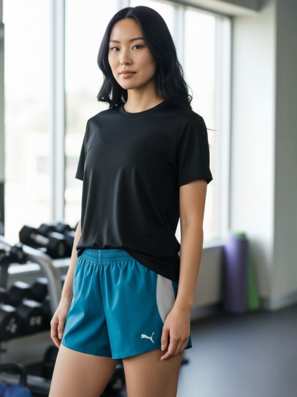 NWT Puma Womens XXL Athletic Cruiser Running Shorts Aqua Blue Gym Workout NEW